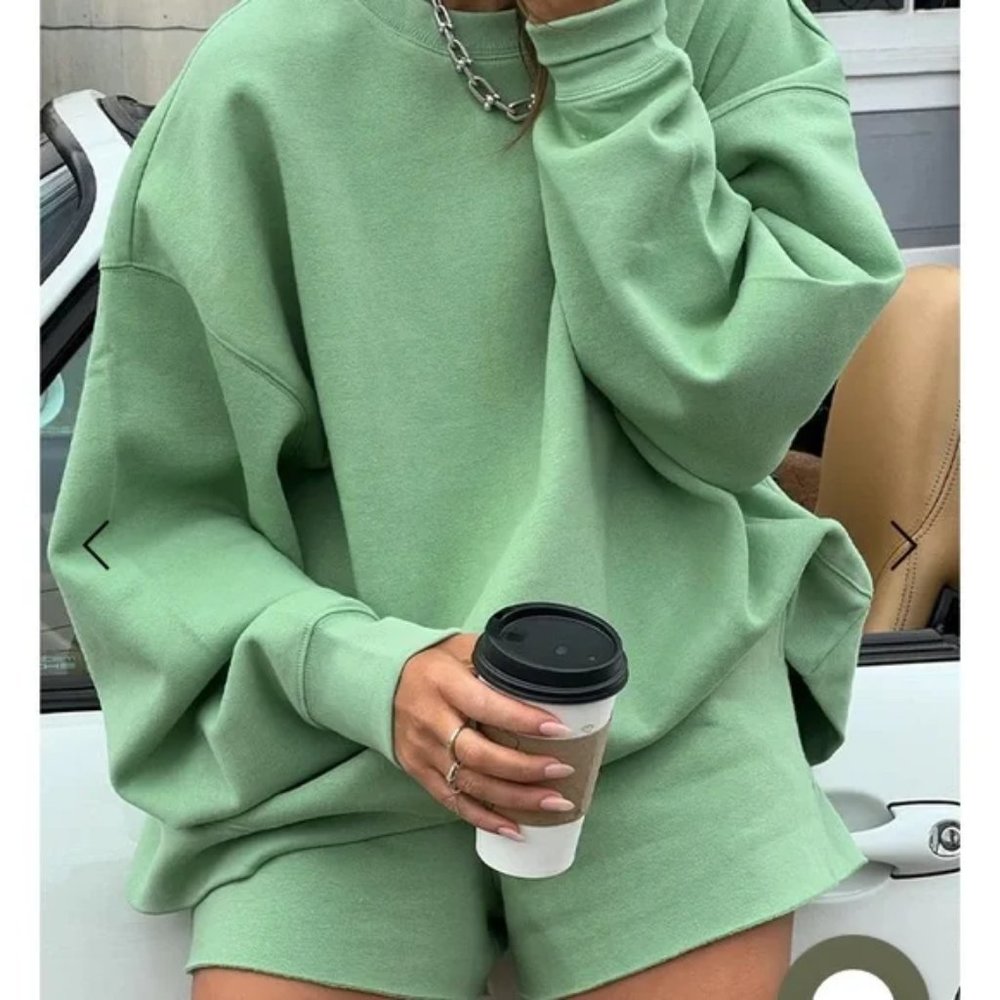 WeWoreWhat Pull On Sweat Short in Fair Green